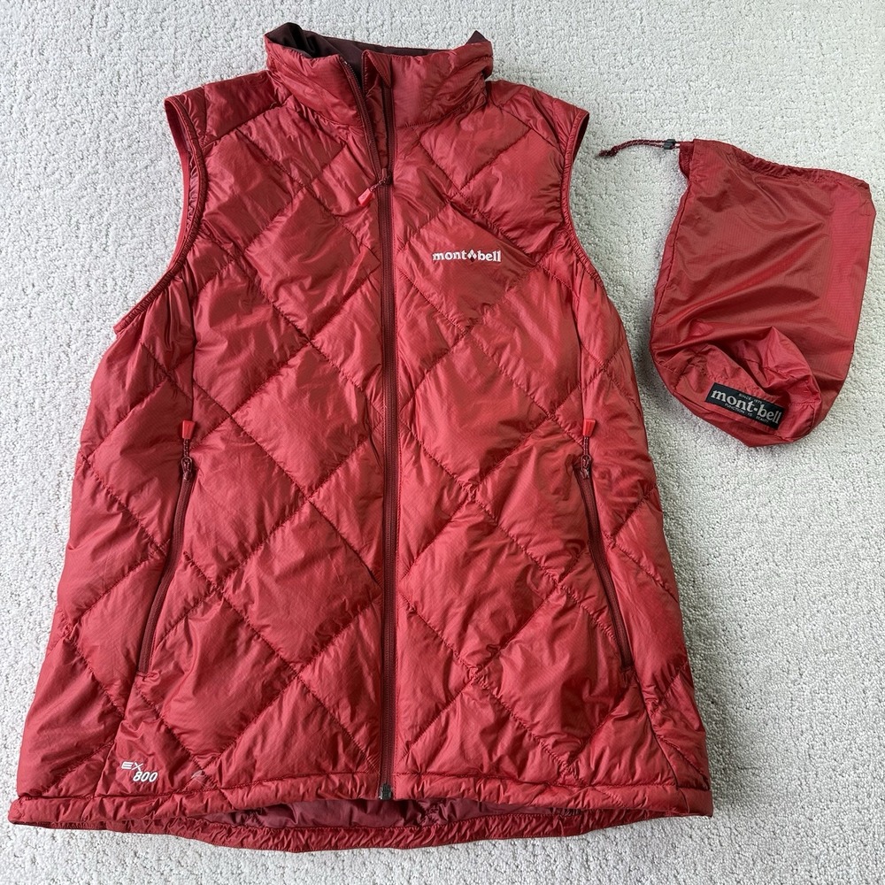 Montbell Light Alpine Down Vest Womens L Red 800 Fill $219